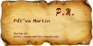Páva Martin névjegykártya